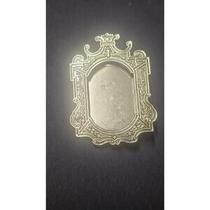 REO Gold Tone Baroque Frame Brooch Pin Picture Art Vintage Costume Jewelry 2.5in